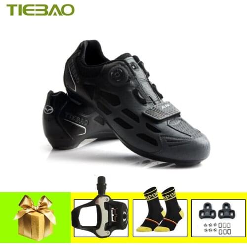 Tiebao Men Road Bike Shoes Sapatilha Ciclismo Pro Road Bicycle Shoes Breathable Self-Locking Spinning SPD-SL Cycling Sneakers