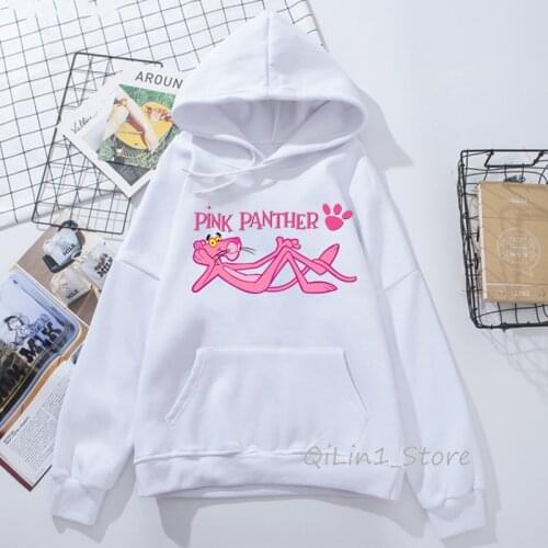 Fashion Cartoon Pink Panther Hoodie women sweatshirts harajuku kawaii animal print funny hooded hoodies autumn winter clothes