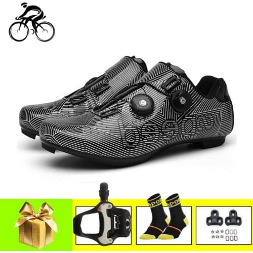 Road bike shoes pedals men women breathable self-locking sapatilha ciclismo cycling sneakers Wear-resistant riding bicycle shoes