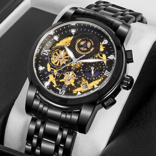 WWOOR 2021 Casual Sports Watches For Men Fashion Stainless Steel Black Clock Male Quartz Waterproof Date Business Wristwatch Box