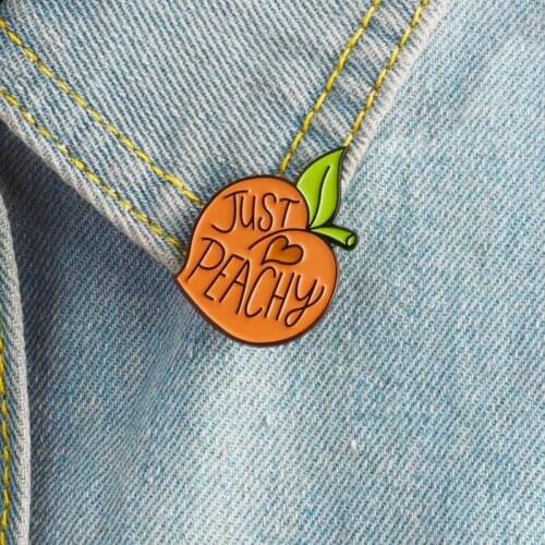 Yellow love peaches embellished with green leaves composition fashion Small fresh Brooch for all people with clothes