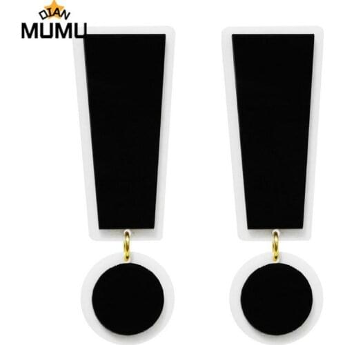 Ladies Fashion Personality Jewelry Exaggerated Oversized Acrylic Black and White Exclamation Point Earrings
