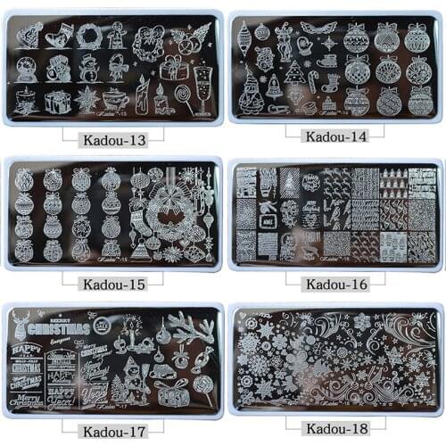 1* Nail Stamping Plates 2021 Fashion Nail TEMPLATE Cartoon/ Flower Christmas Steel Stamp Template Nail Polish Stencils Kadou7-22