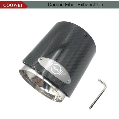 1PCS For Mini Style Muffler Pipe Glossy Carbon Fiber Exhaust Tail Tips For R55 R56 R57 R58 R59 R60 R61 F55 F54 F56 F57 F60