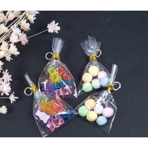 10Pcs/Lot Mini Simulation Food Macaron Cake And Bear Bag Charms Keychain Pendant Necklace DIY Making