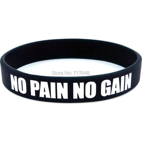 100pcs Sport Workout Fitness No Pain No Gain wristband silicone bracelets free shipping by epacket A