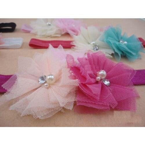 2013 Trial order Multi Color Bling Triple Tulle Mesh Headbands Baby Flower Headbands 300pcs/lot