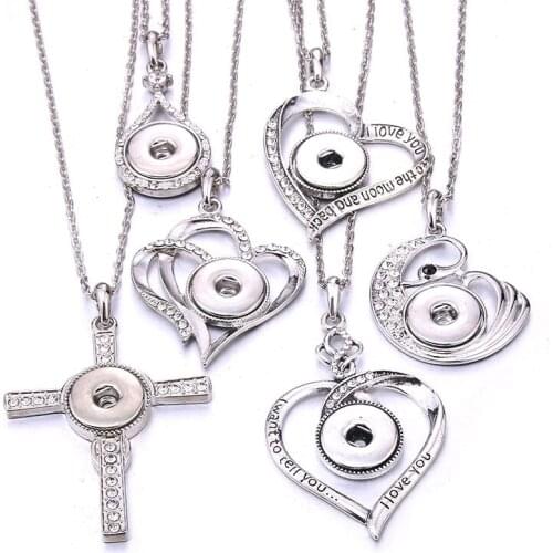 2020 Snap Button Jewelry Necklaces Rhinestone Crystal Flower Snap Necklace Fit DIY 20MM 18mm Snaps Buttons Pendant Necklace