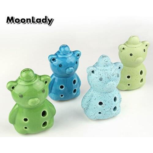 4 Colors Ocarina 6 Hole Bear Small Ocarina Alto C Tone Beginner Ocarina Tourist Souvenir Teaching Toys Ceramic Pendant