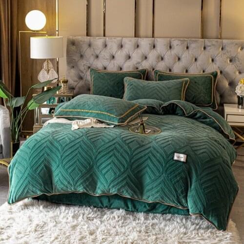 Nordic Milk Velvet Cover New Duvet Cover Labeling Set Exotic Large Bedding Set 4 Pieces