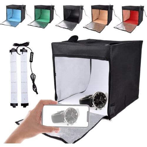 40*40*40CM Mini Light Box Foldable Lighting Softbox LED Shooting Tent 144Bead 2800-5800K Backdrop Diffuser Cloth for Photography