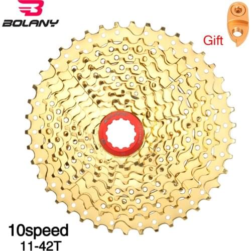 BOLANY MTB Gold Cassette 10Speed 11-42T Cog Sprockets Freewheel Bicycle For Gx XX1 XT M8000 M7000 M9000 Accessories Parts