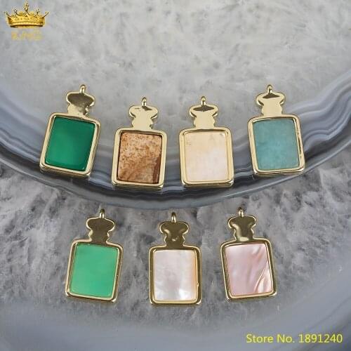 5pcs Natural White Moonlight Pictures Stone Slab Beads Pendant Charms,White Pink Shell Gold Cube Charms For DIY Jewelry Making