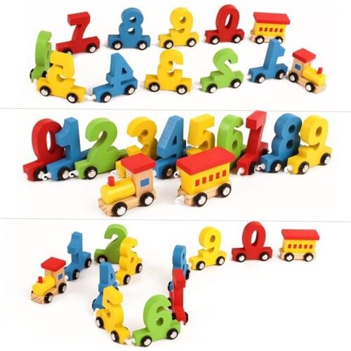 Infant Toddlers Wooden Toy Little Train Magnetic Toys Vehicles Colorful Digital 0-9 Trains Diecast Early Learning Education Gift