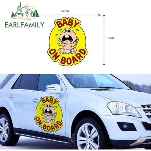 EARLFAMILY 43cm x 35.2cm for Baby On Board Big Auto Car Stickers and Declas Vinyl Decor Trunk Door Windows Car Accessories
