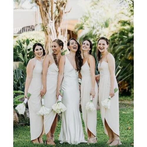 Elegant Long Multi Style Bridesmaid Dresses with Slit Custom Zipper Back Sheath Formal Wedding Party Dresses