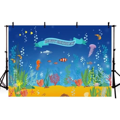 Under Sea Bed Photography Backdrop Corals Ariel Princess Little Mermaid Baby Birthday Party Decorations Banner Photo Background