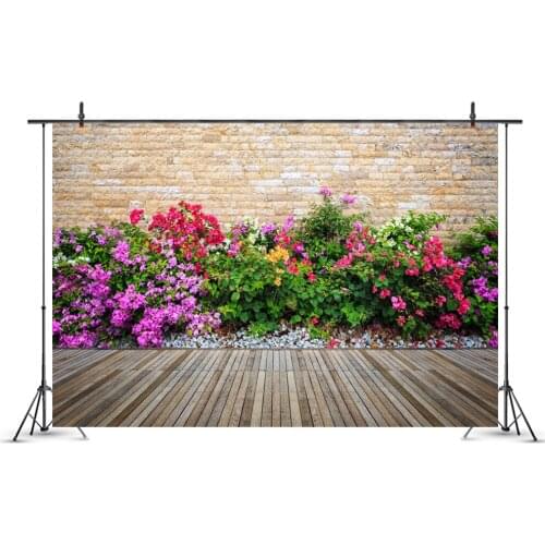 Flowers Scenery Backdrop Wooden Floor Photography Background Photo Booth Studio Decor