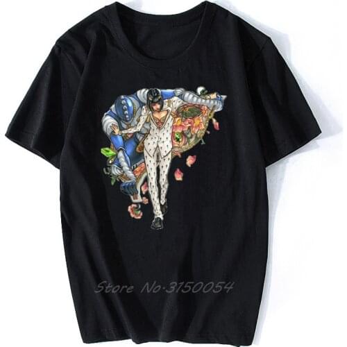 Jojo Bizarre Adventure T-Shirt Men Bruno Buccerati Funny O-neck Cotton T Shirt Summer Short Sleeve Tshirt Anime Tees Harajuku