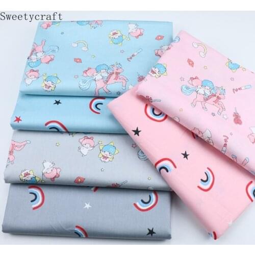 Princess Unicorn Cotton Printed Fabric DIY Sewing Fabric For Home Textile Bed Sheet Patchwork Quilt Cloth Tecidos Tilda 160x50cm