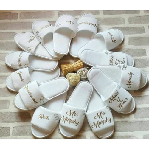 Personalised Wedding Bridesmaid Bridal Party Bride Slippers Hens Night Bachelorette Spa Slippers favors gifts