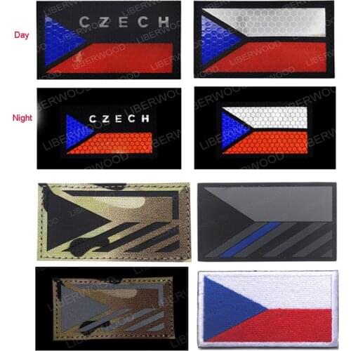 Czech Republic France Flag Infrared Reflective Patches Emblem Armband Badge Applique for Clothing Backpack Military Accessories