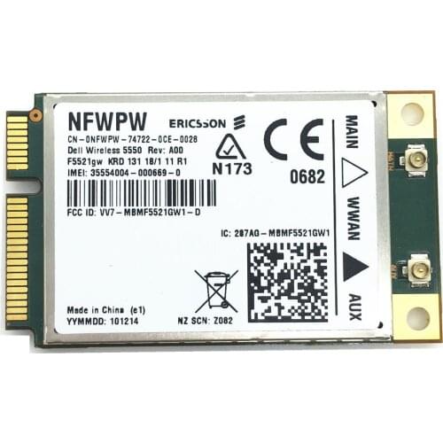 Card for DELL 5550 DW5550 WWAN Mobile Broadband Ericsson F5521GW HSDPA Wifi Card