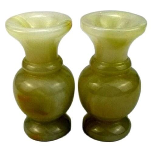 China handmade Natural Jade Jade Vase Feng Shui Decoration Gifts a Pair