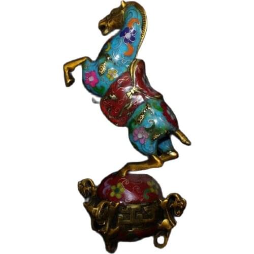 China old Beijing old goods Seiko pure copper cloisonne horse tread Qiankun Decoration statue