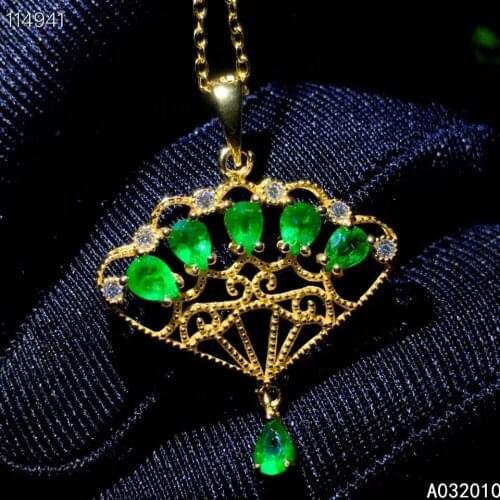 KJJEAXCMY Fine Jewelry 925 Sterling Silver inlaid Natural Emerald Womans lovely new Pendant Necklace Support test