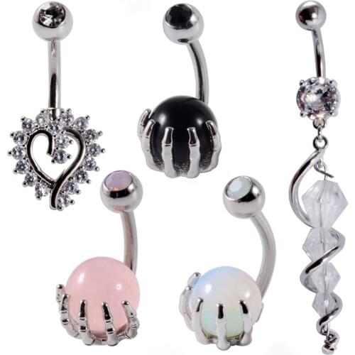 1pcs Surgical Steel Opal Crystal Sexy Belly Button Rings Navel Piercings Ombligo Nombril Ear Piercings Navel Rings Body Jewelry