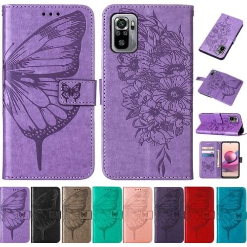2021 Butterfly flower Leather Phone Case For Xiaomi Redmi Note 10 10S Pro 9 9T POCO X3 NFC F3 M3 Mi 10S 11 Wallet Flip Back Cove