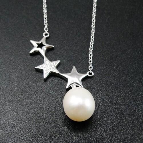 Beautiful High Quality 925 Sterling Silver Freshwater Pearl Charm Starfish Necklace Women Jewelry For Gift