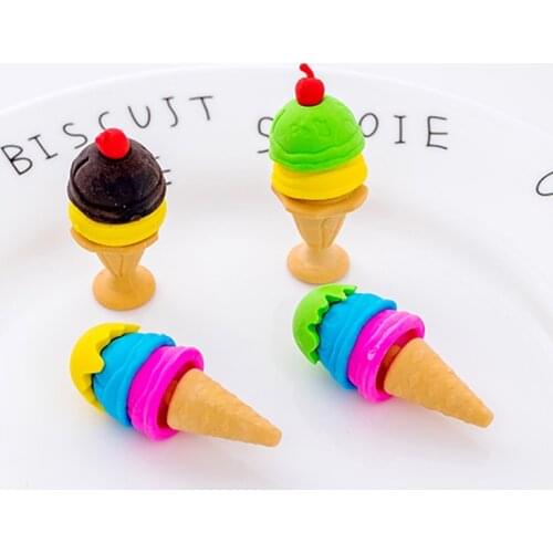 Cartoons Ice Cream Pencil Eraser Rubber Student Stationery Food Eraser Kids Kindergarten Prize Cute Gift School Office Supplies