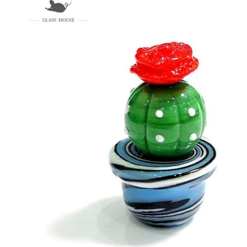 Handmade Murano Glass Cactus Figurines Crafts Ornaments Creative Colorful Cute Miniature Plant Sculpture For Home Tabletop Decor