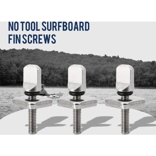 2/3 pieces Set Tool-free Stainless Steel Longboard Fin Screws and Plate No Tool Surfboard Screws Kayak Accessories