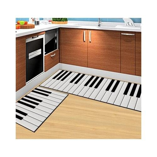 Piano black white keys Floor Mats Cartoon Fish Cats Bathroom Kitchen Carpet House Doormats Living Room Anti-Slip Rug Hallway