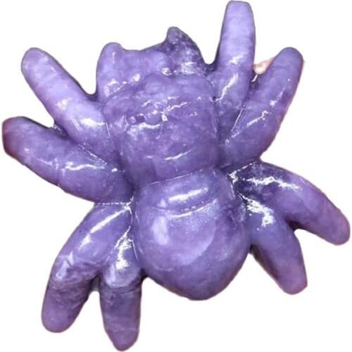 Natural purple lepidolite crystal spider carving crafts spiritual stones for home decoration