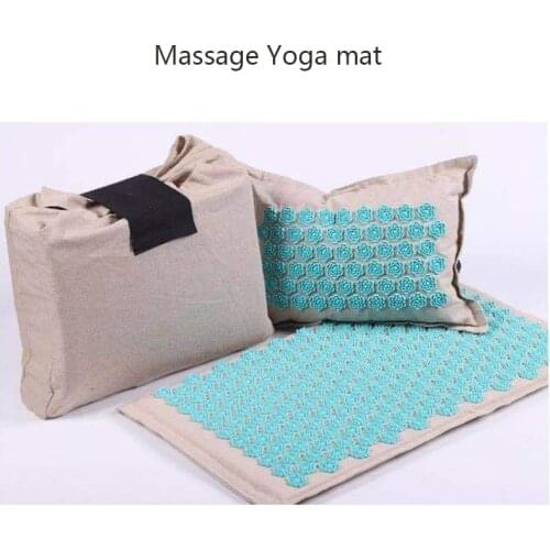 Nature Linen Coconut palm Massage Yoga mat sport pillow mat with bag Lotus Spike Acupressure Mat Cushion yoga matt Fitness