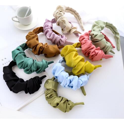 New Women Winter Pleated Hairband Girls Retro Wide Headband Fashion Headwear Knitting Braided Hair Bands Hair Accessories VIKAR