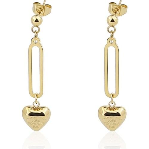 New Style Fashion Jewelry Heart-Shaped Pendant Earrings Stainless Steel Love Earrings For Womens Party Wedding Gifts Wholesale