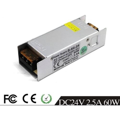 Single Output 60W 24V 2.5A Power Supply Dc Swtiching Power Supplies Led Driver Transformer Ac110v 220v for Cnc Cctv Motor Lamp