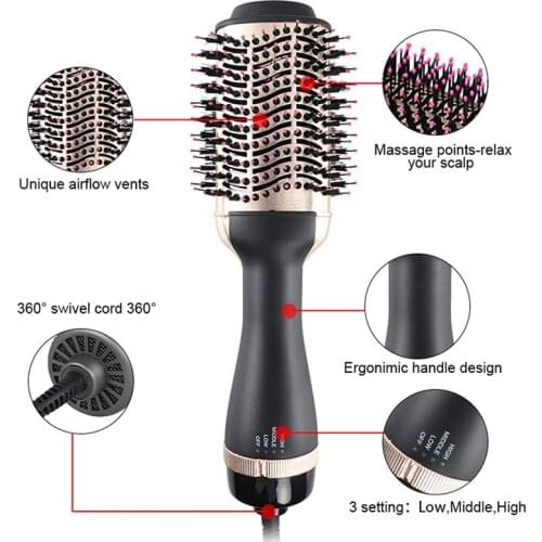 One Step Hair Dryer Salon Hot Air Styling Brush Hair Styling Tools Hair Straightener Curler Electric Ion Blow Dryer Brush