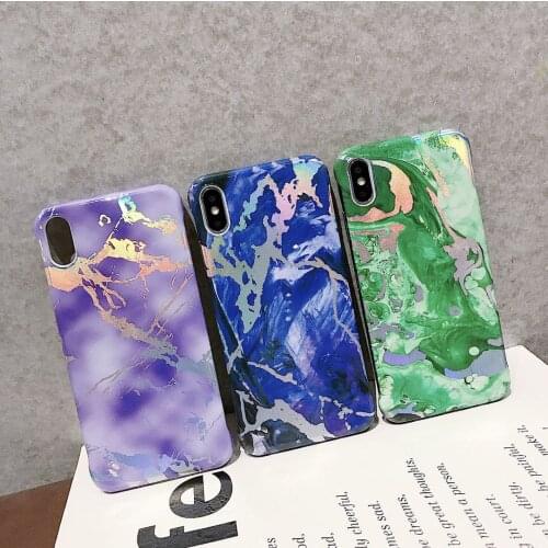 Suitable for iPhone 11 11Pro Max XR X XS Max 7 8 6 6S Plus PC waterproof sticker marble color gold smooth mobile phone case idea