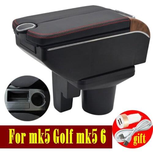 For mk5 Golf mk5 6 armrest box 2005-2011 Double doors open 7USB Centre Console Storage Box Arm Rest