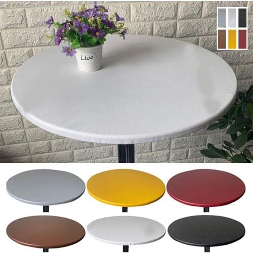 Durable Round Waterproof Tablecloths Beautiful Solid Color Table Cloth Elastic Multi Size Table Protector Cover Desktop Cover