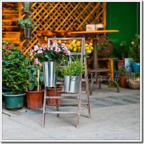 European retro do the old flower frame with tin barrels creative life more outdoor scenes trapezoid Flower Flower