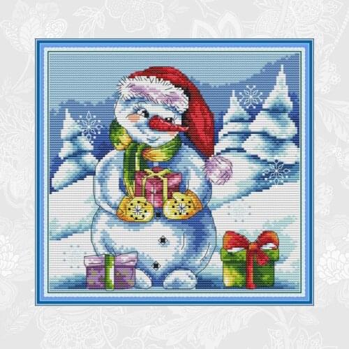 The Snowmans Christmas Gift Cross Stitch kits 14ct Aida Canvas 11ct Counted Fabric DIY Handmade Needlework Embroidery Crafts