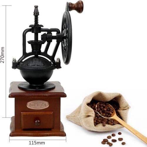 Manual Coffee Grinders Coffee Bean Burr Mill Ceramic Millstone Classical Wooden Hand Coffee Grinder Ferris Wheel Design