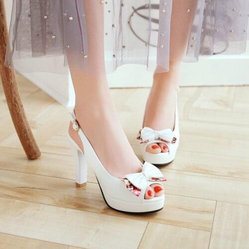 PXELENA Women Slingbacks Sandals Thin High Heels Platform Peep Toe Sandals Female Bowtie Floral Office Lady Shoes Big Size 2018